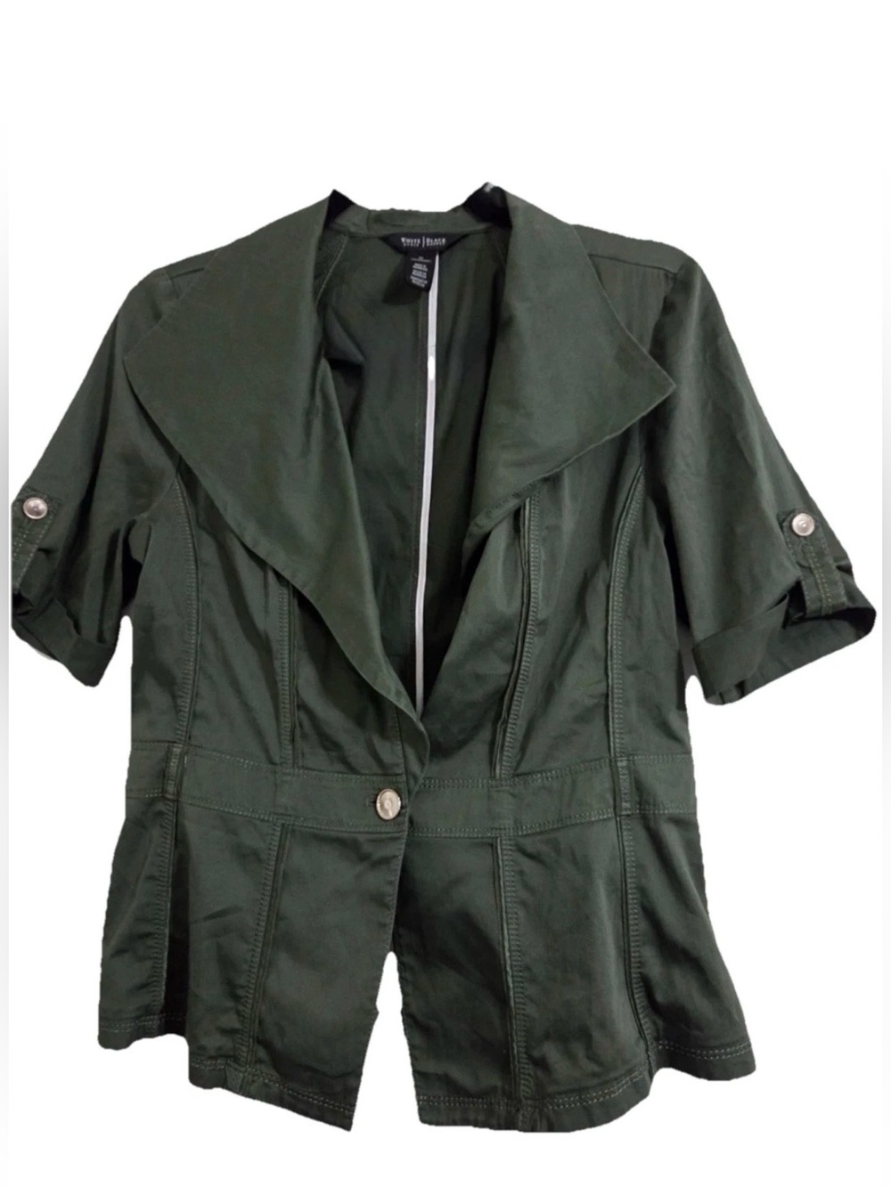 White House Black Market Short Sleeve Blazer Women's Olive Green Size 10